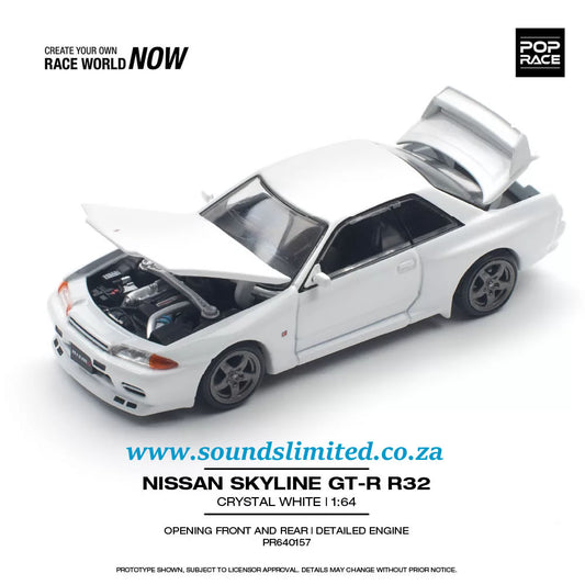 Pop Race Skyline GT-R R32 Crystal White PR64-157
