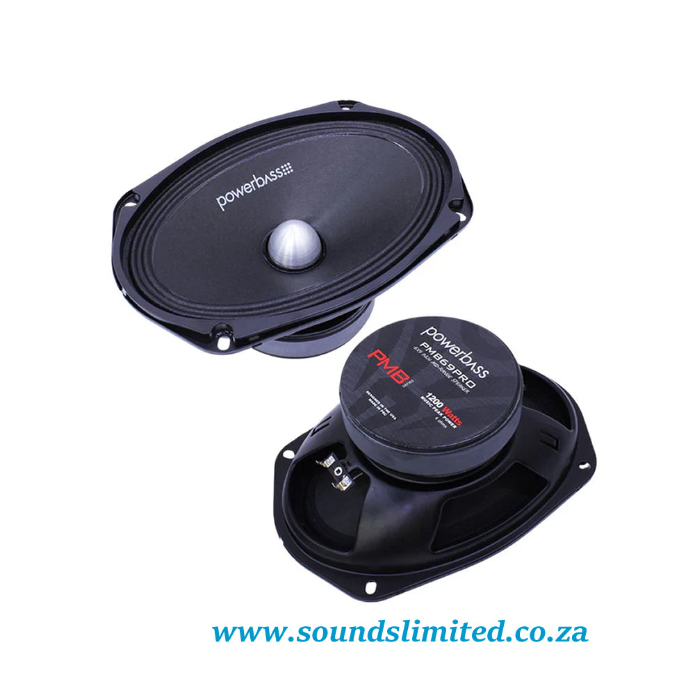 Powerbass PMB69PRO 6"x9" Inch 1200W Pro Mid's with Bullet Speakers