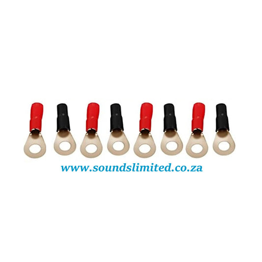 SL 8 Gauge AWG Crimp Ring Terminals Connectors – 8-Pack (4 Positive, 4 Negative)