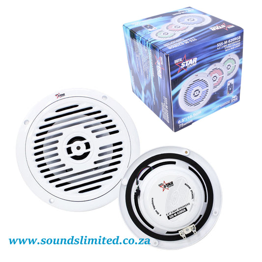 Starsound 6.5″ Marine 2way White Speakers with RGB Lighting SSS-M-620RGB