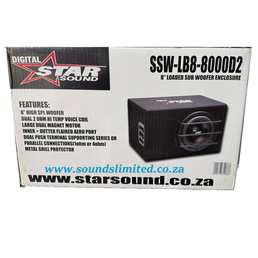 Starsound 8" Loaded Sub Woofer Enclosure SSW-LB8-8000D2