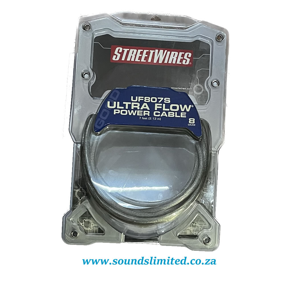 Streetwires UF807S 7 ft / 2.13m 8 Gauge Ultra Flow Series Clear Power / Ground Cable