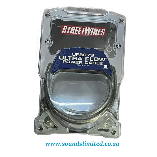 Streetwires UF807S 7 ft / 2.13m 8 Gauge Ultra Flow Series Clear Power / Ground Cable