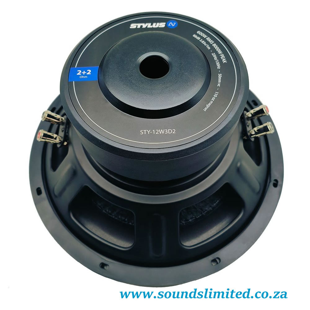 Stylus AV 12" DVC Subwoofer Dual 2 ohm 8000W Peak 600w RMS STY-12W3D2