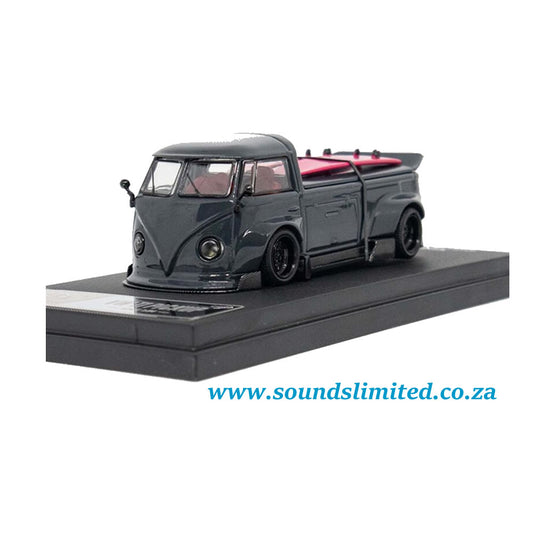 TimeMicro 1:64 T1 Van Pickup Grey / Black Diecast Model Car