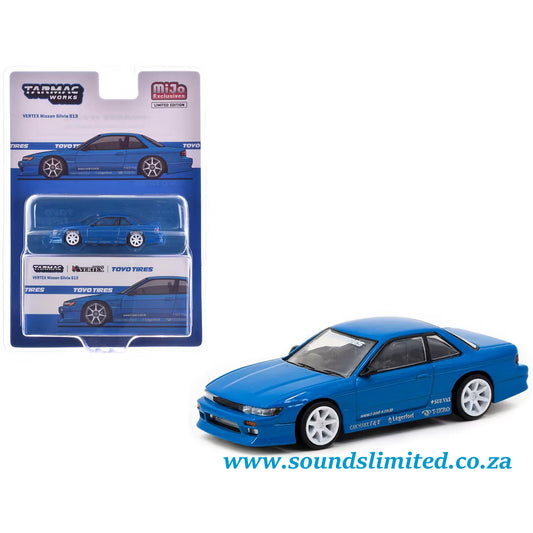 Tarmac Works Nissan Silvia S13 Vertex RHD Blue "Toyo Tires" T64G-025-BL