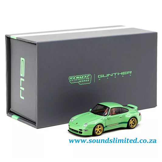 Tarmac Works Porsche 993 Light Green with Dark Green Stripes "Gunther Werks" Special Edition
