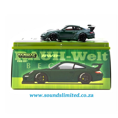 Tarmac Works x RWB Porsche 997 Tsubasa Green 2025 Indonesia Diecast Expo IDE-XII T64-TL057-GR