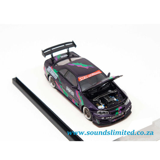 TimeMicro Nissan Skyline GTR-34 HKS Livery Purple TM643421