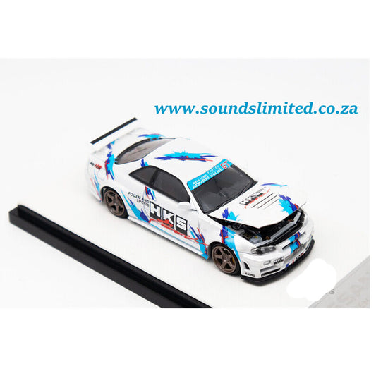 TimeMicro Nissan Skyline GTR-34 HKS Livery White TM643419