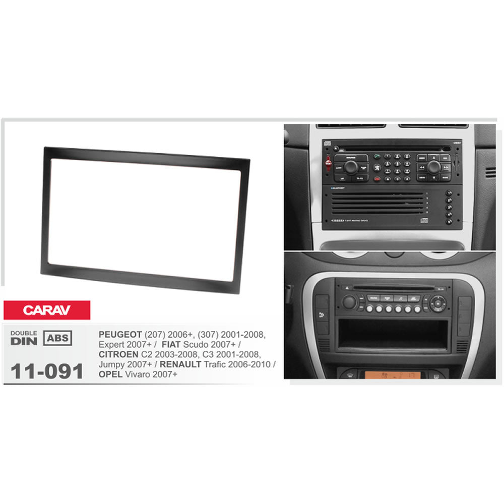 Carav 11-091 Peugeot, Citroen, Fiat In-Dash Car audio installation kit (Radio Trim)