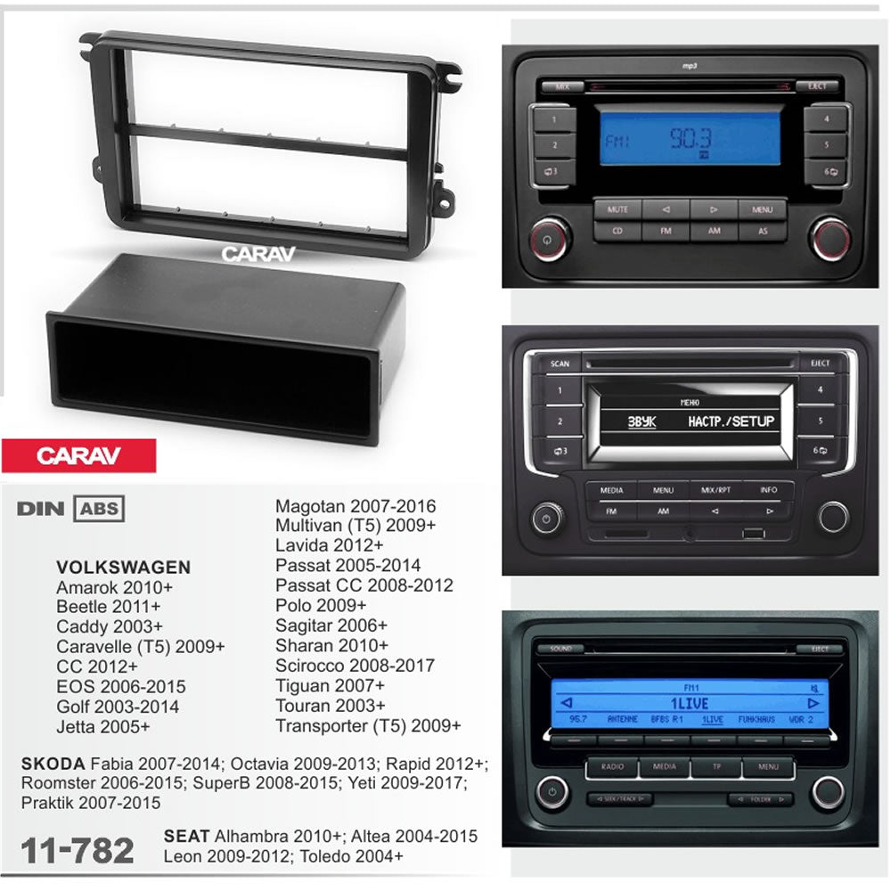 Carav 11-782 VW, Skoda, Seat In-Dash Car audio installation kit (Radio Trim)