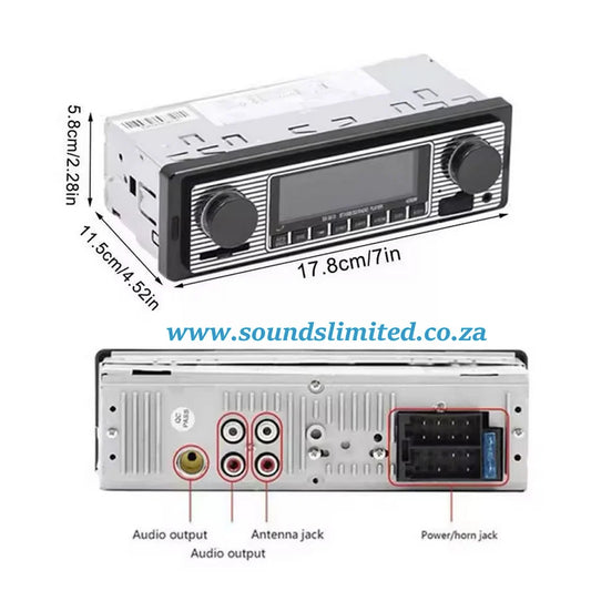 12V Bluetooth Retro Car Radio MP3 Player Stereo USB AUX Classic Car Stereo Audio