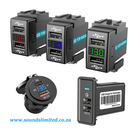 Car Charger with 2 USB Port And Voltmeter