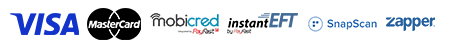 Visa, Mastercard, Mobicred, Instant EFT, SnapScan, Zapper