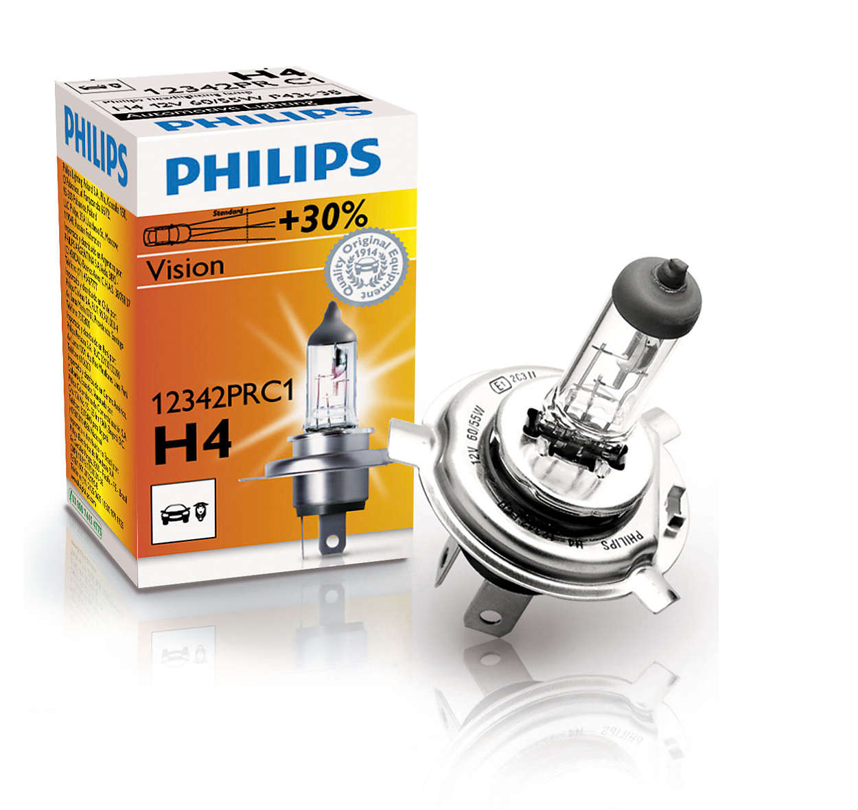 12342PRB1 PHILIPS Vision H4 12V 60/55W P43t-38, Halogen Glühlampe,  Fernscheinwerfer