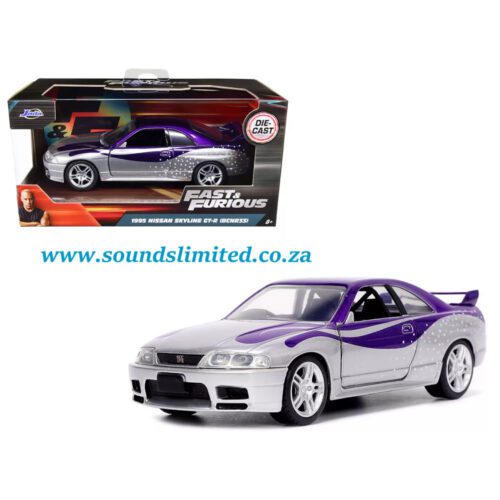 Jada Toys 1/32 1995 Nissan Skyline GT-R (BCNR33) Purple and Silver Metallic Fast and Furious 32587