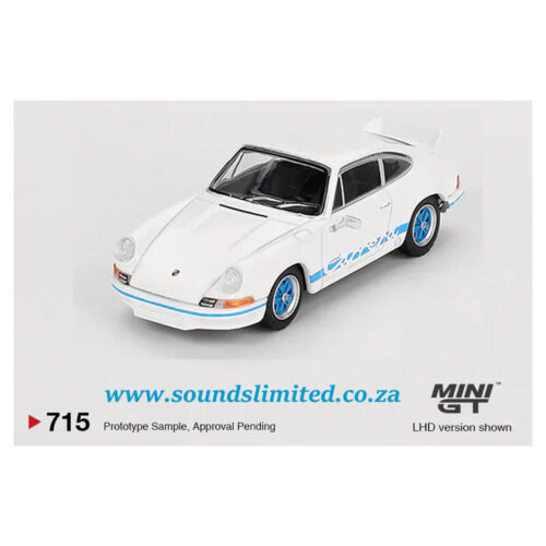 Mini GT #715 Porsche 911 Carrera RS 2.7 Grand Prix White with Blue Livery - Image 2