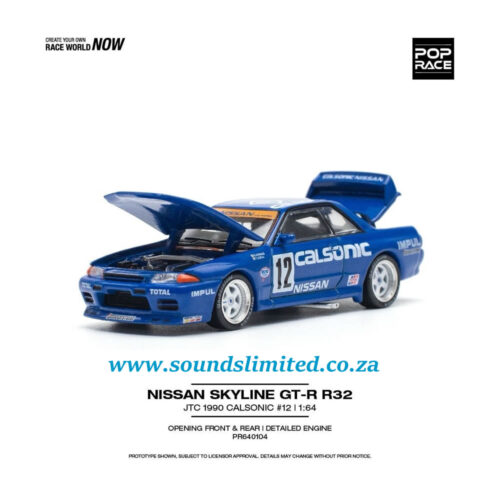 Pop Race 1/64 Nissan GTR R32 JTC #15 1990 Blue PR64-104