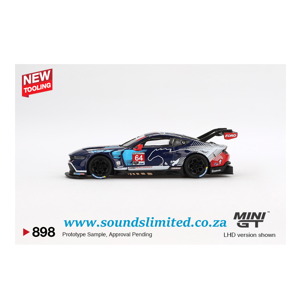 Mini GT #898 Ford Mustang GT3 #64 Ford Multimatic Motorsports 2024 IMSA Daytona 24 Hrs