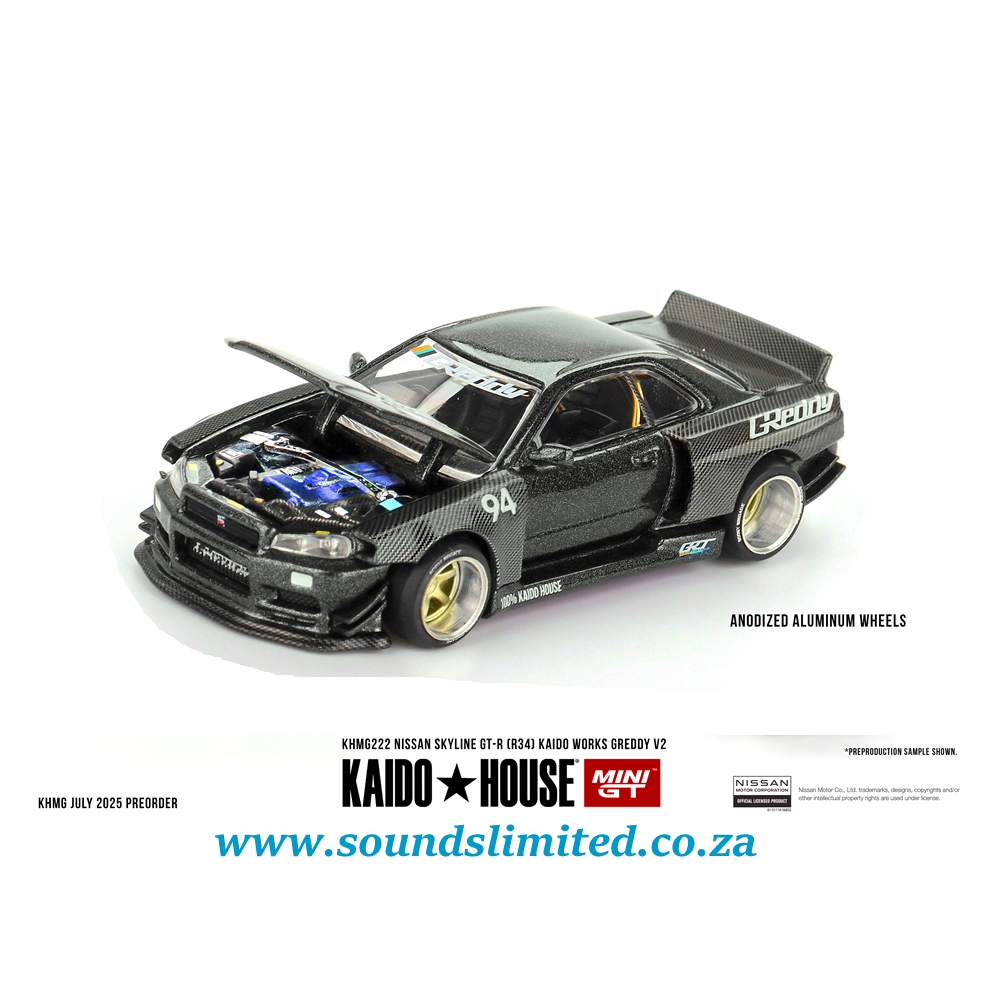 Mini GT Kaido House #222 Nissan Skyline GT-R (R34) Kaido Works GReddy V2